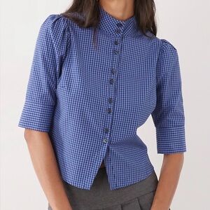 ASOS Navy Checkered Button-Down Shirt